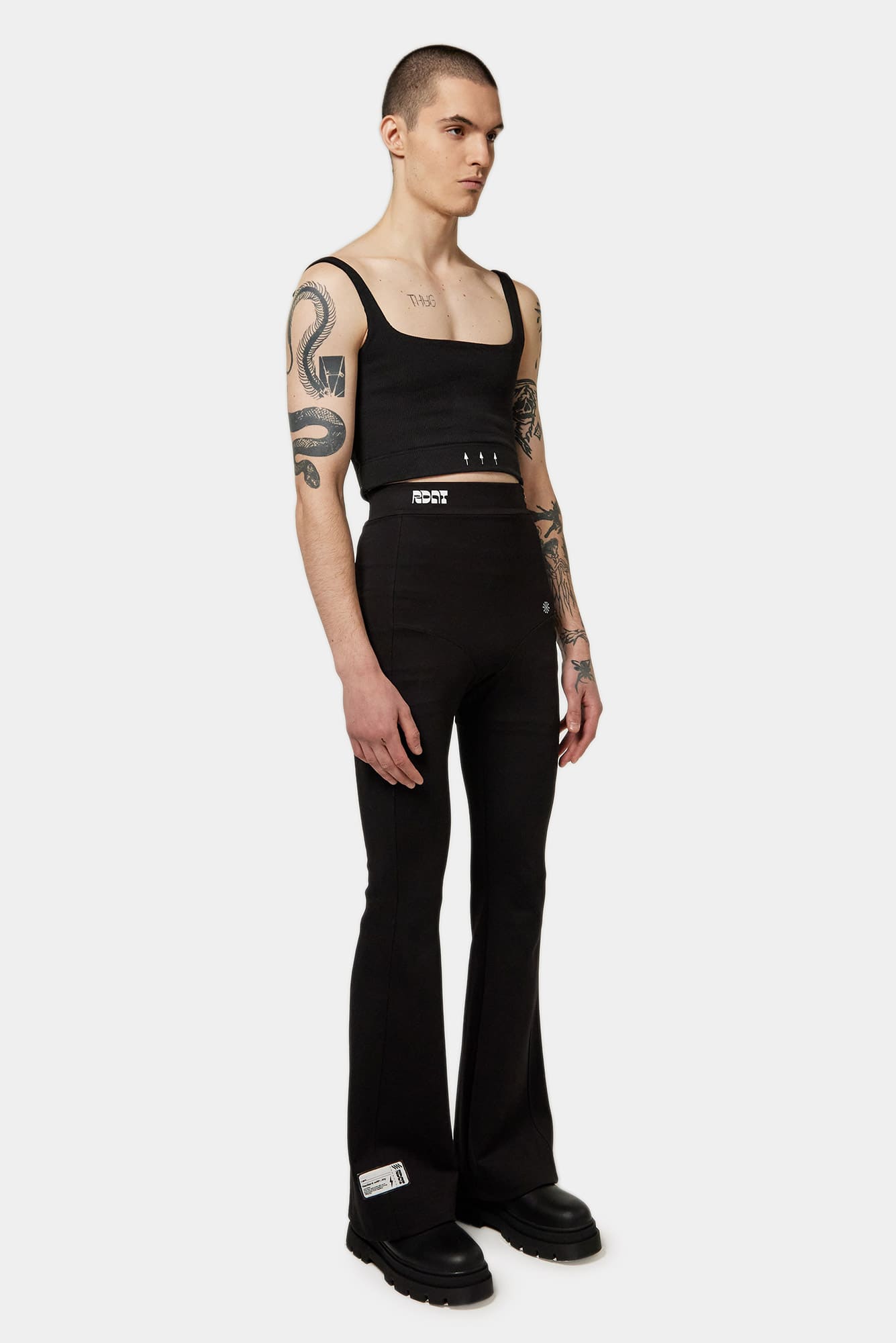 alexanderwang.t Black Flared Logo Elastic Lounge Pants