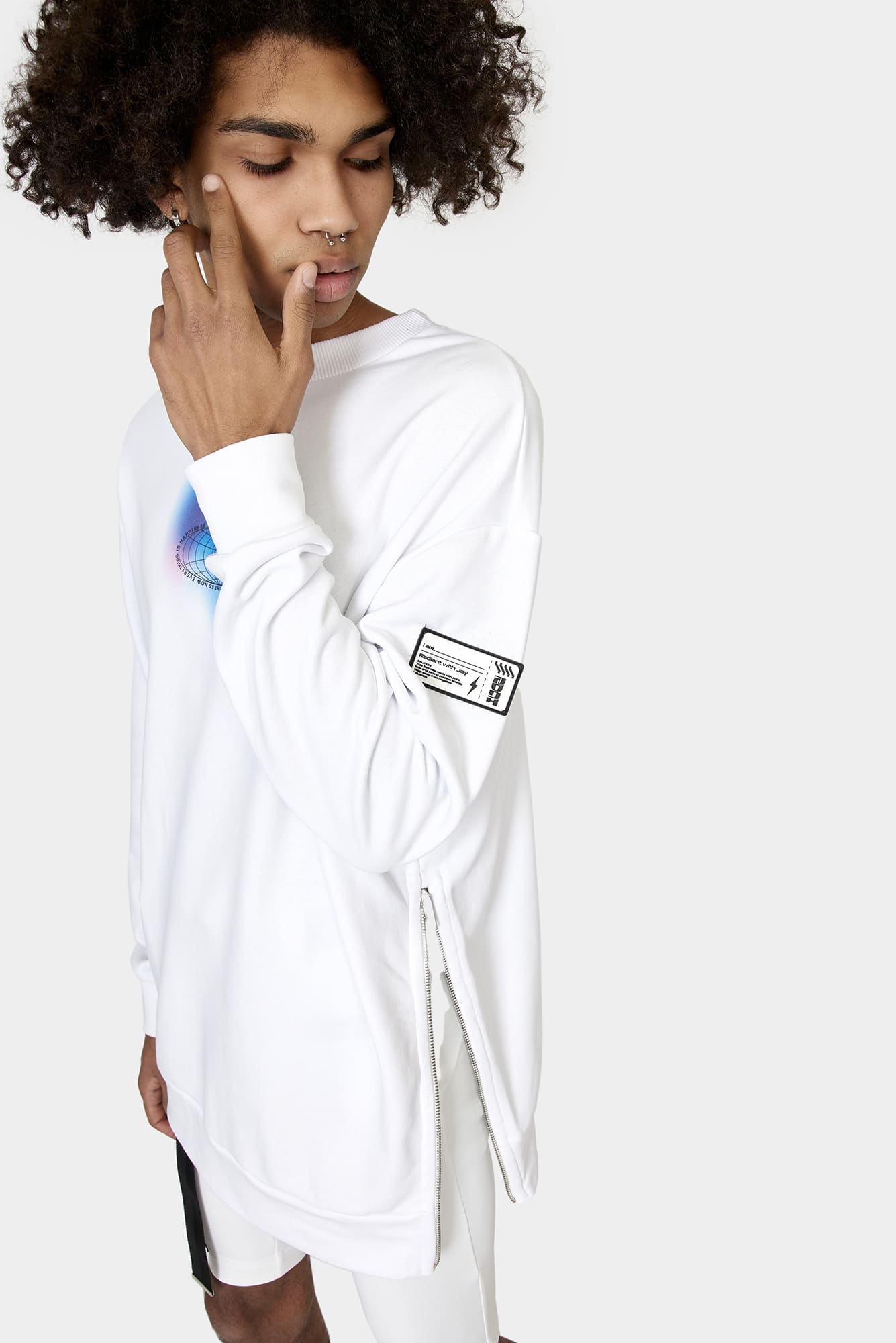 White sweatshirt WATER SHINE